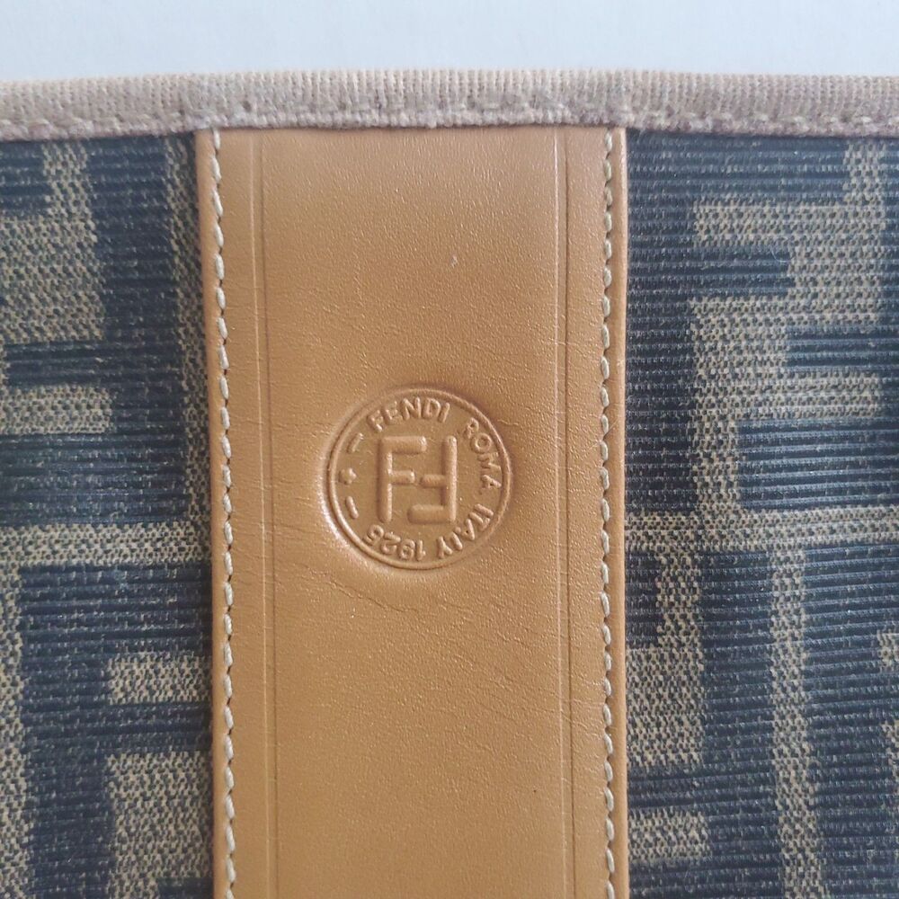 Vintage Fendi Zucca Clutch FF Monogram Brown Pouch Bag Logo Classic 1980's - Picture 2 of 16